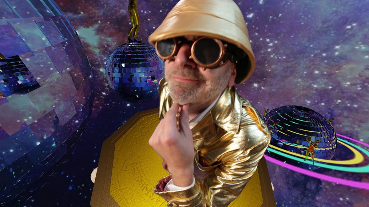 Professor Elemental against an outer space disco backdrop.